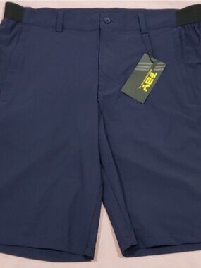 Outdoorsports Men Athletic 9" Shorts Elastic Sides Waistband Reflective Navy 36"